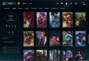 Conta Unranked com 85 Champs e 53 Skins + 8 Espolios - League of Legends LOL