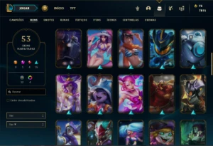 Conta Unranked com 85 Champs e 53 Skins + 8 Espolios - League of Legends LOL