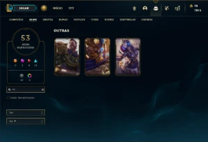 Conta Unranked com 85 Champs e 53 Skins + 8 Espolios - League of Legends LOL