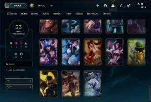 Conta Unranked com 85 Champs e 53 Skins + 8 Espolios - League of Legends LOL