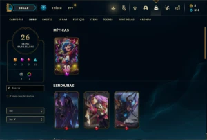 Conta Unranked com 50 Champs e 26 Skins - League of Legends LOL