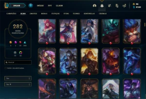Conta prata 3 com TODOS os champs e 282 Skins + 5 Ultimates - League of Legends LOL