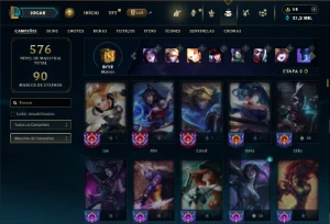 Esmeralda 2 com TODOS os champs e 503 Skins + 13 Prestigios - League of Legends LOL