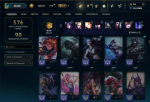 Esmeralda 2 com TODOS os champs e 503 Skins + 13 Prestigios - League of Legends LOL