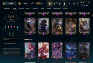 Esmeralda 2 com TODOS os champs e 503 Skins + 13 Prestigios - League of Legends LOL