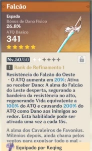 Keqing + espada falcao 5* - Genshin Impact