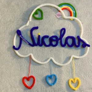 Porta Maternidade Nuvem Chuva de Amor em Tricotin - Artesanato e Personalizados