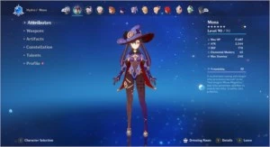 GENSHIN IMPACT [EU] AR56 DILUC MONA QIQI KEQING + 2x 5* WPN