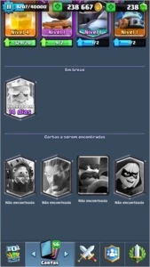 CLASH ROYALE (XP11, Arena lendária, 240K Ouro, 17 Lendárias)