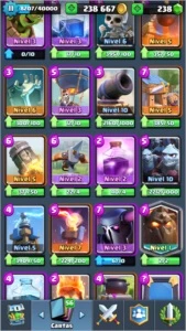 CLASH ROYALE (XP11, Arena lendária, 240K Ouro, 17 Lendárias)
