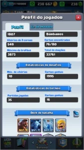 CLASH ROYALE (XP11, Arena lendária, 240K Ouro, 17 Lendárias)