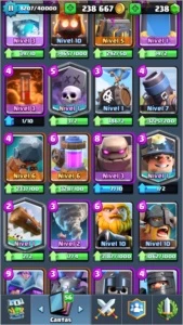CLASH ROYALE (XP11, Arena lendária, 240K Ouro, 17 Lendárias)