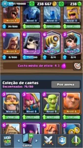CLASH ROYALE (XP11, Arena lendária, 240K Ouro, 17 Lendárias)