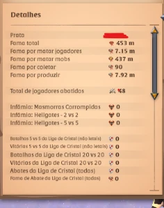 Venda-se conta com 450m de fama, 115m de fama amarela - Albion Online