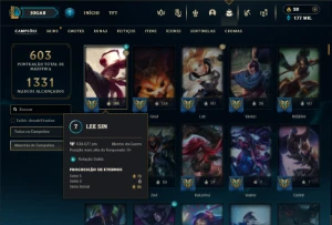 Unranked com TODOS os champs e 145 Skins + 5 Vitoriosas - League of Legends LOL