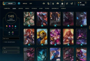 Unranked com TODOS os champs e 145 Skins + 5 Vitoriosas - League of Legends LOL