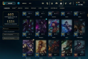 Unranked com TODOS os champs e 145 Skins + 5 Vitoriosas - League of Legends LOL