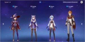 Conta AR50 - Mona c1, Kequing, Ganyu e Childe + 4 estrelas - Genshin Impact