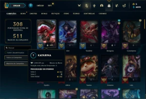 Conta prata 4 com 90 Champs e 116 Skins + 1,3kk de Katarina - League of Legends LOL