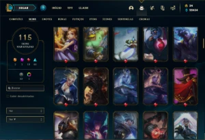 Conta Unranked com 140 Champs e 115 Skins + 2 Ultimates - League of Legends LOL