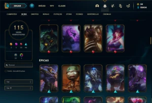 Conta Unranked com 140 Champs e 115 Skins + 2 Ultimates - League of Legends LOL