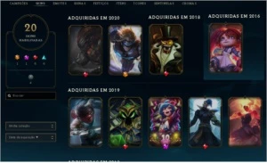 Conta LoL 20 skins - criada em 2015 - League of Legends
