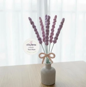 Flor de Lavanda Decorativa para Vaso em Tricotin - Artesanato e Personalizados