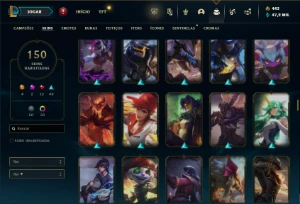 Bronze 3 com 75 Champs e 150 Skins + 4 Ultimates - League of Legends LOL