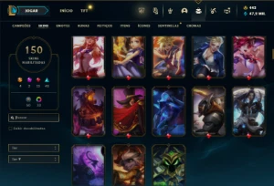 Bronze 3 com 75 Champs e 150 Skins + 4 Ultimates - League of Legends LOL