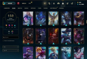 Bronze 3 com 75 Champs e 150 Skins + 4 Ultimates - League of Legends LOL
