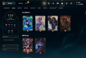 Bronze 3 com 75 Champs e 150 Skins + 4 Ultimates - League of Legends LOL