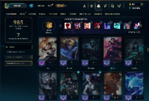 Platina 4 com TODOS os champs e 209 Skins ( JG / MID / ADC ) - League of Legends LOL