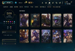 Platina 4 com TODOS os champs e 209 Skins ( JG / MID / ADC ) - League of Legends LOL