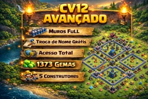 CV12 Avançado Heróis Quase Max (BK54/AQ59/GW30/RC38) - Clash of Clans