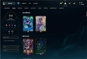 Conta prata 4 com 107 Champs e 99 Skins - League of Legends LOL