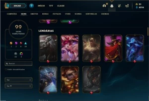 Conta prata 4 com 107 Champs e 99 Skins - League of Legends LOL