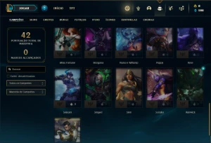 Conta Unranked com 36 Champs e 7 Skins + 1 Fragmento - League of Legends LOL