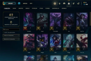 Conta Unranked com 36 Champs e 7 Skins + 1 Fragmento - League of Legends LOL