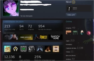 Conta Steam Nivel 36 - 213 Jogos