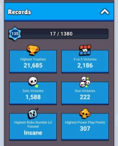 Conta Brawl Stars 20k trofeus - shelly estelar