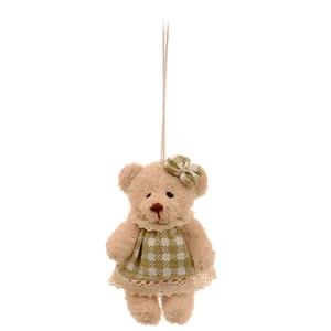 Ursinha com vestido xadrez pistache (7 cm) - Artesanato e Personalizados