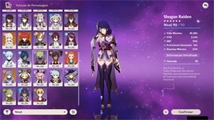Genshin Impact AR 58 + 13 Personagens 5* + 9 Arma 5*