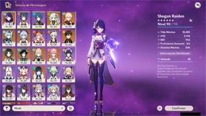Genshin Impact AR 58 + 13 Personagens 5* + 9 Arma 5*