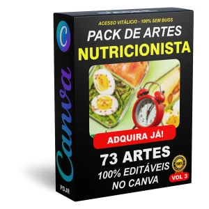 Pack Canva Nutricionista Vol 3 - 73 Artes Editáveis - Serviços Digitais