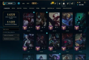 Platina 2 com TODOS os Champs e 366 Skins ( JG / ADC ) - League of Legends LOL