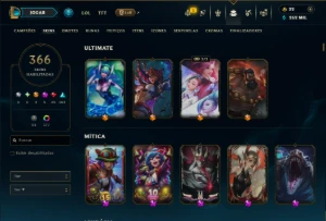Platina 2 com TODOS os Champs e 366 Skins ( JG / ADC ) - League of Legends LOL
