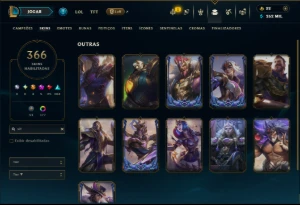 Platina 2 com TODOS os Champs e 366 Skins ( JG / ADC ) - League of Legends LOL