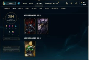 CONTA LEAGUE OF LEGENDS 384 SKINS - RAMUS REI LOL