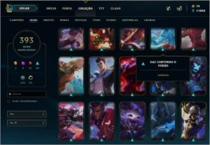 CONTA LEAGUE OF LEGENDS 384 SKINS - RAMUS REI LOL