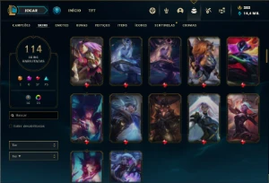 Conta bronze 2 com 120 Champs e 114 Skins ( MAIN MID / ADC ) - League of Legends LOL